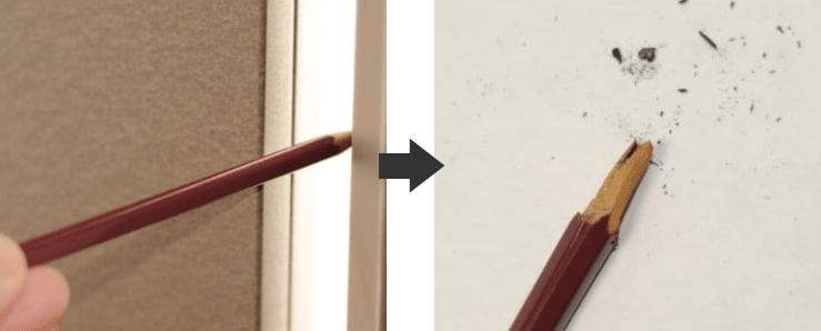 ドアに鉛筆を挟んでみると